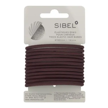 Sibel Thick Elastic Hair Bands - Brown, Pack of 12