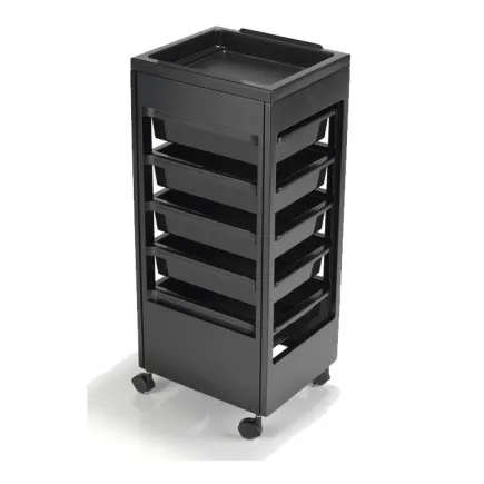 REM Studio Salon Trolley Black - Flat top tray