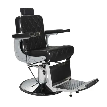 Salon Fit Chrysler Barber Chair Black with White Piping