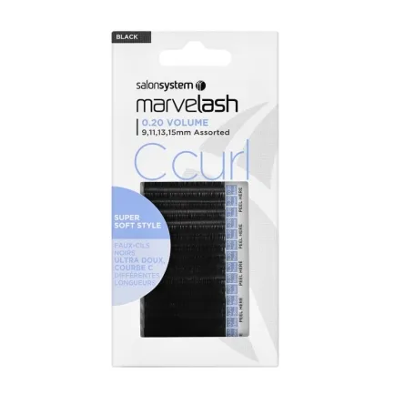 Salon System Marvelash C Curl Lashes 0.20 Volume, Assorted Length, Ellipse Black Each