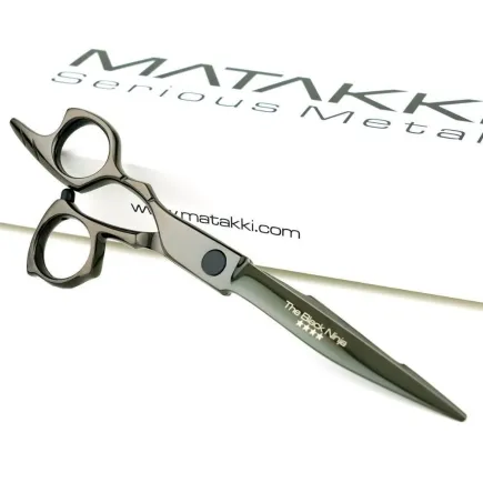 Matakki Black Ninja Professional Hair Cutting Scissor (Left Handed) - 7 inch