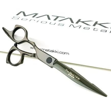 Matakki Black Ninja Professional Hair Cutting Scissor (Left Handed) - 6.5 inch