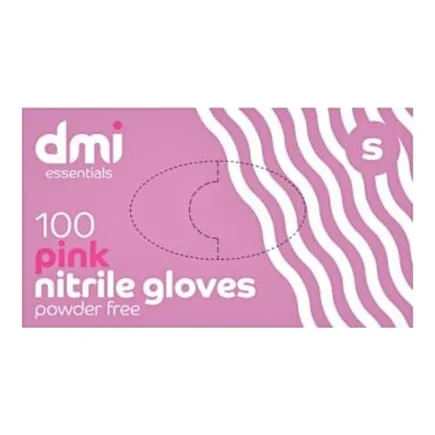 DMI Powder Free Nitrile Gloves Pink, Small, 100 Pack