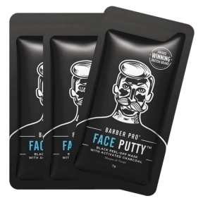 Barber Pro Face Putty Peel-Off Mask With Activated Charcoal Sachet, 3 x 7g