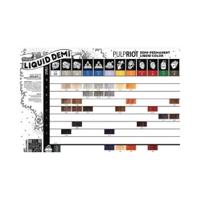 Pulp Riot Liquid Demi-Permanent Colour Shade Chart