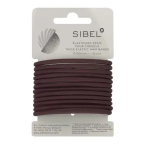 Sibel Thick Elastic Hair Bands - Brown, Pack of 12