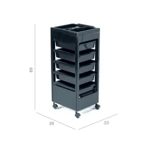 REM Studio Salon Trolley Black - Flat top tray