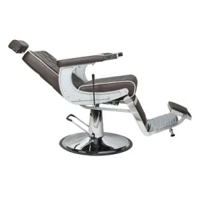 Salon Fit Chrysler Barber Chair Brown with White Piping