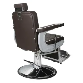 Salon Fit Chrysler Barber Chair Brown with White Piping