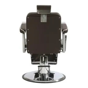 Salon Fit Chrysler Barber Chair Brown with White Piping