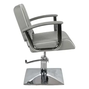 Salon Fit Madison Styling Chair Grey with White Piping and Square Base