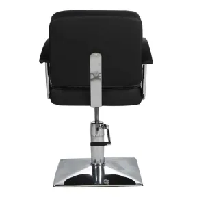 Salon Fit Madison Styling Chair Black with Black Piping and Square Base