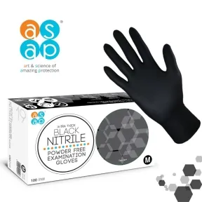 ASAP X-Tra Thick Black Nitrile Gloves, Small, Pack of 100