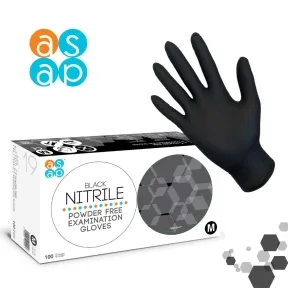 ASAP Black Nitrile Gloves, Medium, Pack of 100