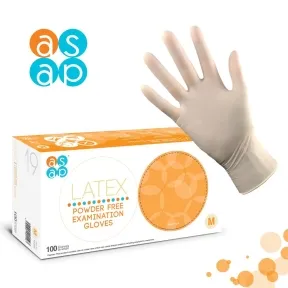 ASAP Powder Free Latex Gloves, Medium, Pack of 100