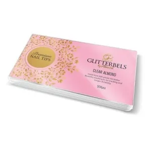 Glitterbels Clear Almond Tips - 504 Pack