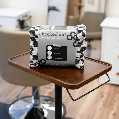 Framar Checked Out Salon Towels Black & White - 6 Pack
