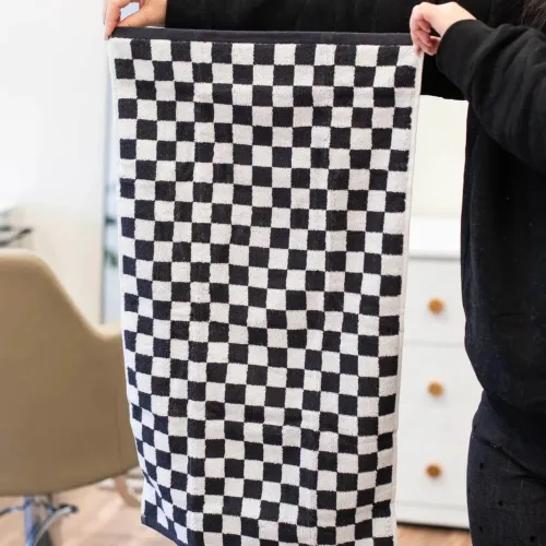 Framar Checked Out Salon Towels Black & White - 6 Pack