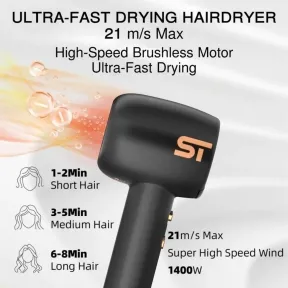 Supreme Trimmer Brushless Motor Hair Dryer - Black