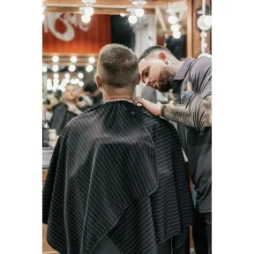 Barber Strong The Barber Cape Classic Collection - Black w/ White Pinstripe