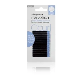 Salon System Marvelash C Curl Lashes 0.07 Double Layer, Assorted Length Black Each