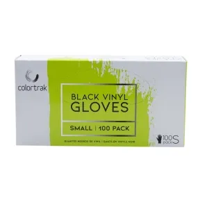 Colortrak Black Vinyl Disposable Gloves Small 100 Pack