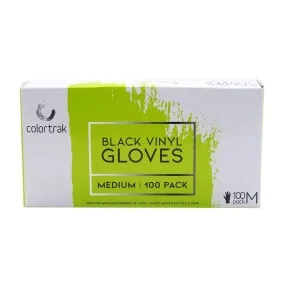 Colortrak Black Vinyl Disposable Gloves Medium 100 Pack